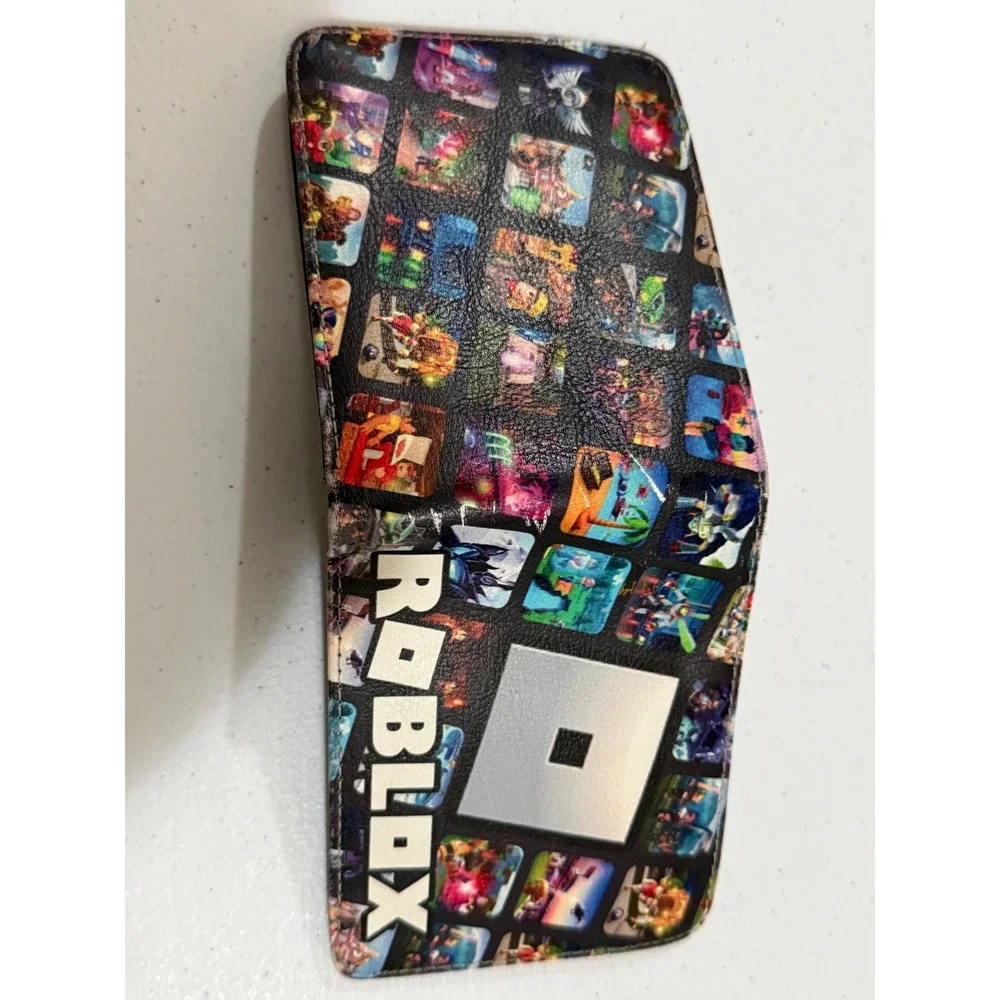 Roblox Bifold Wallet Black Multi Color Game Collage with Zipper Pocket